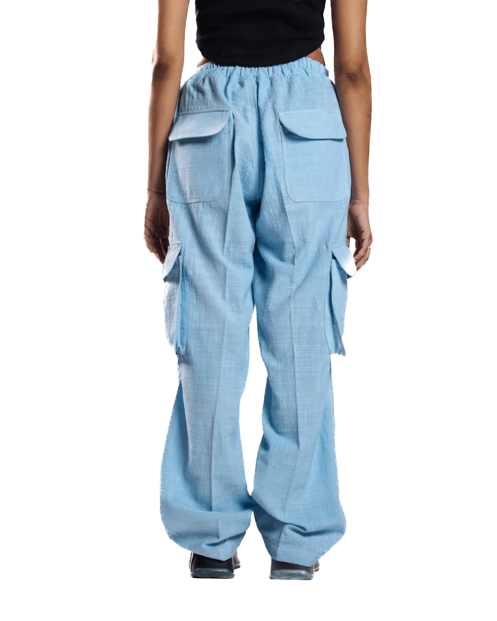 SKY BLUE KHADDAR CARGO PANTS