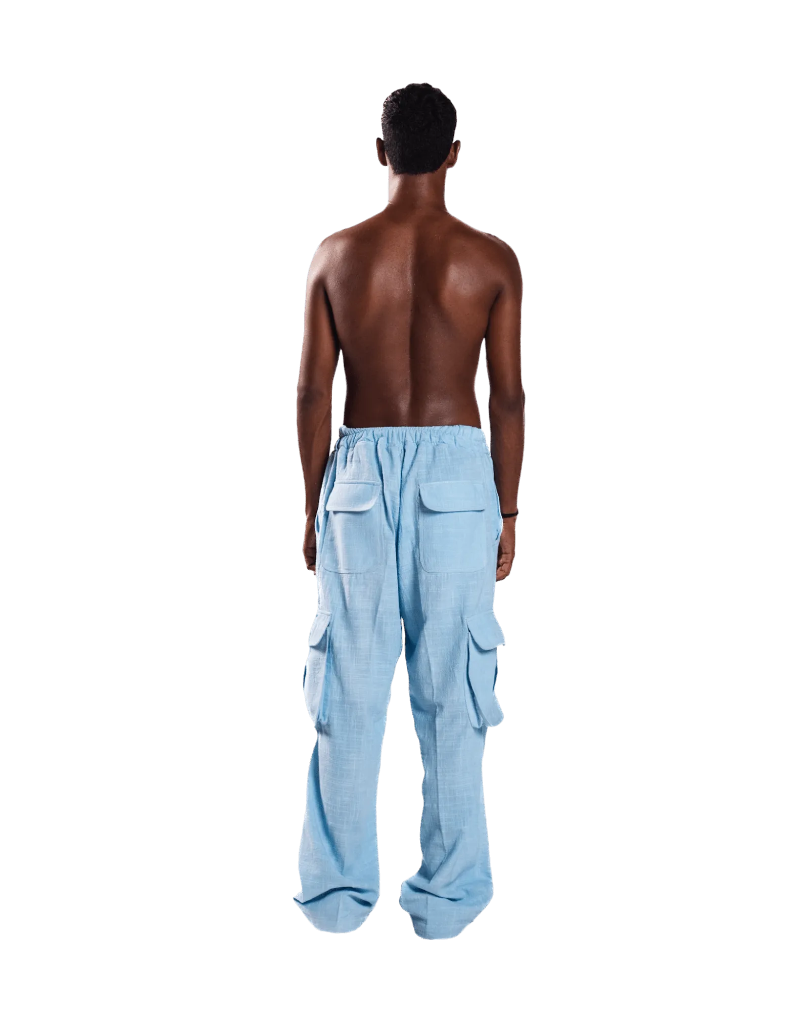 SKY BLUE KHADDAR CARGO PANTS