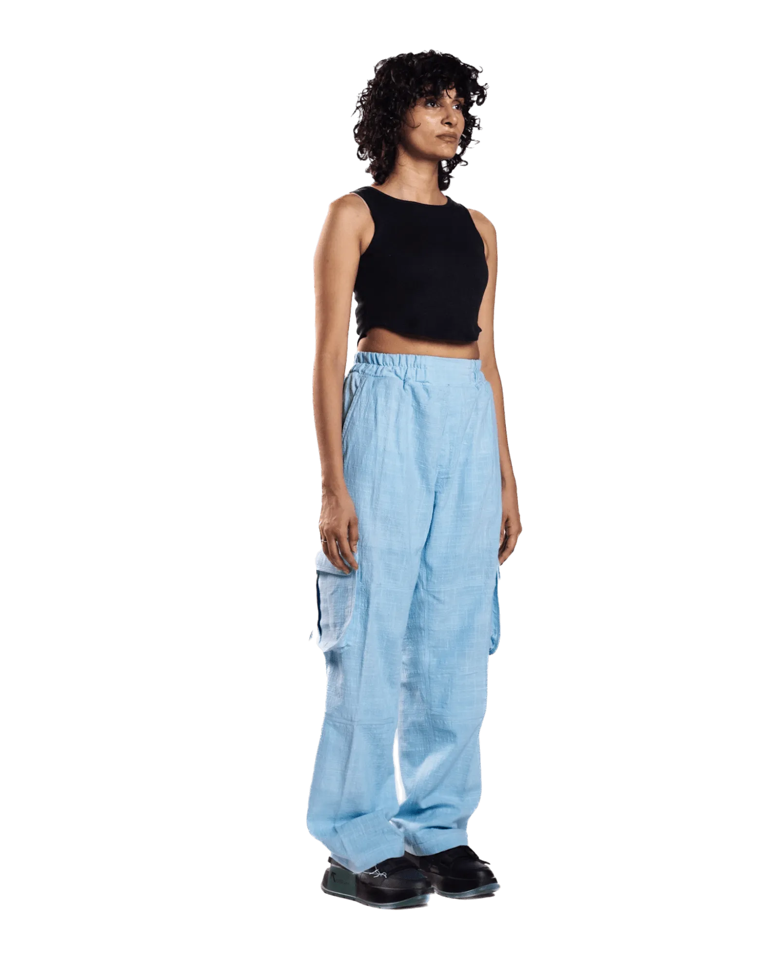 SKY BLUE KHADDAR CARGO PANTS