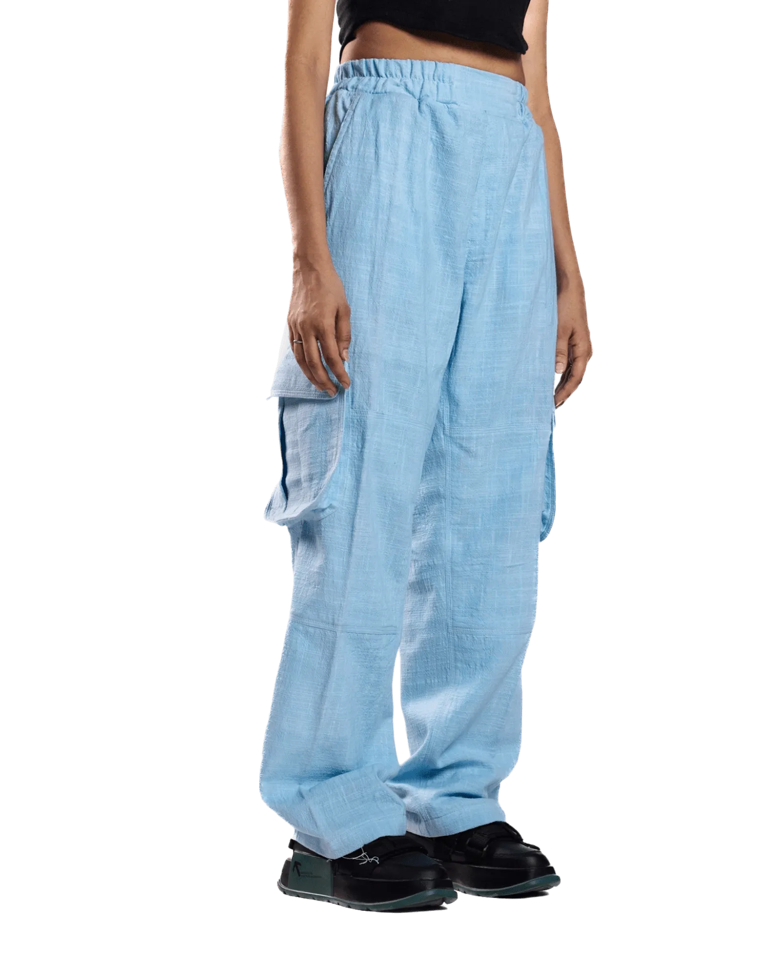 SKY BLUE KHADDAR CARGO PANTS