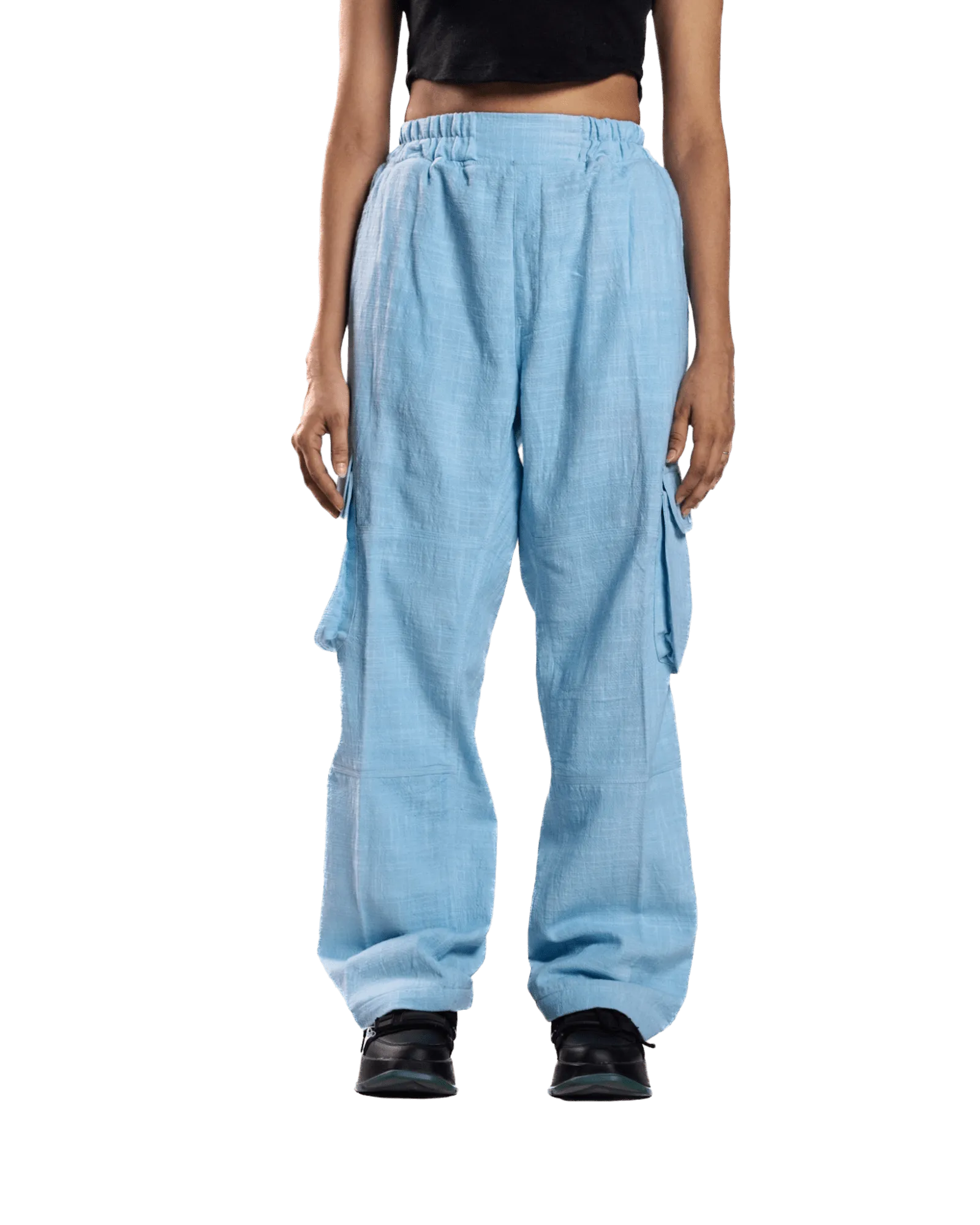 SKY BLUE KHADDAR CARGO PANTS