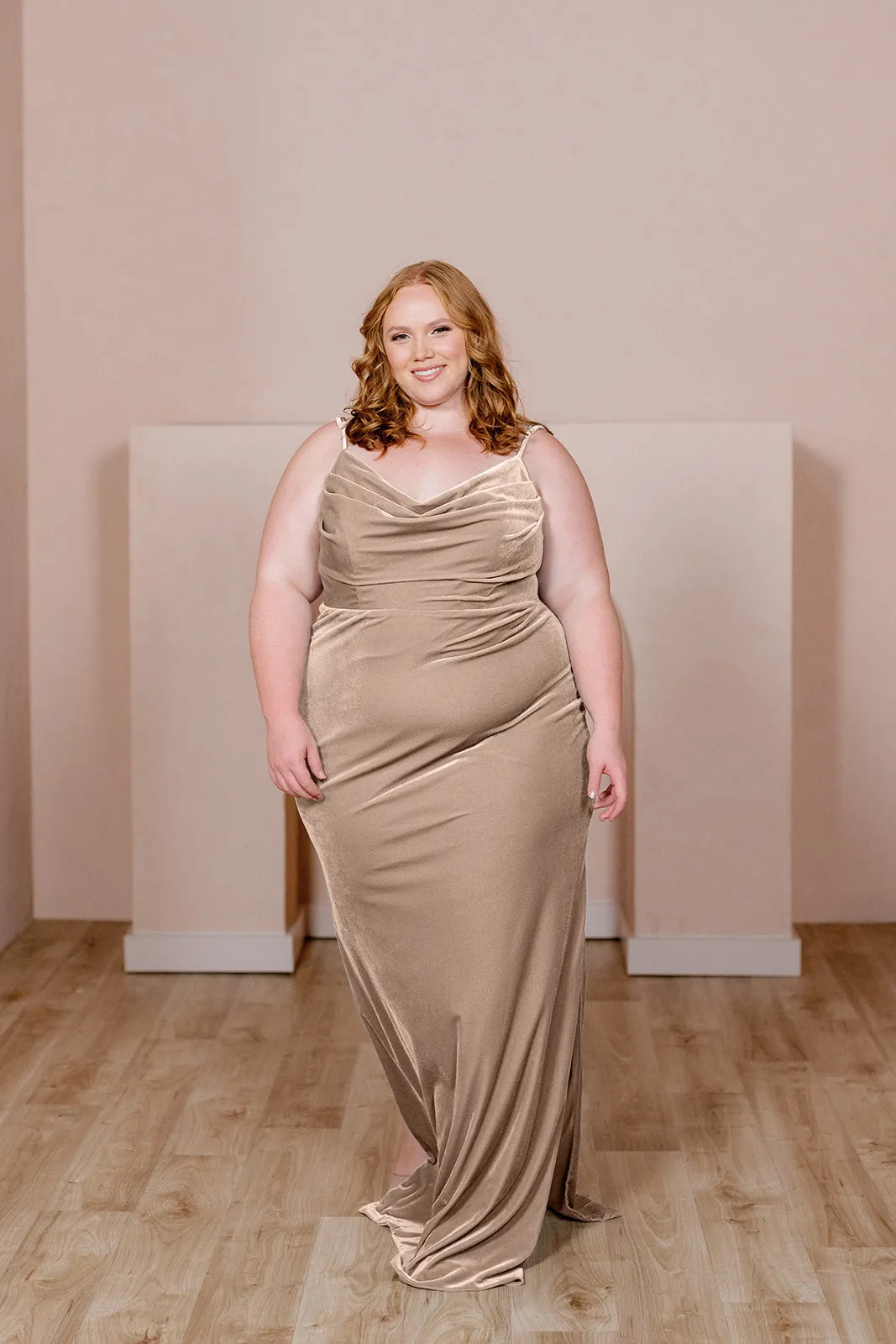 Skye Velvet Dress | Ready To Ship | Champagne