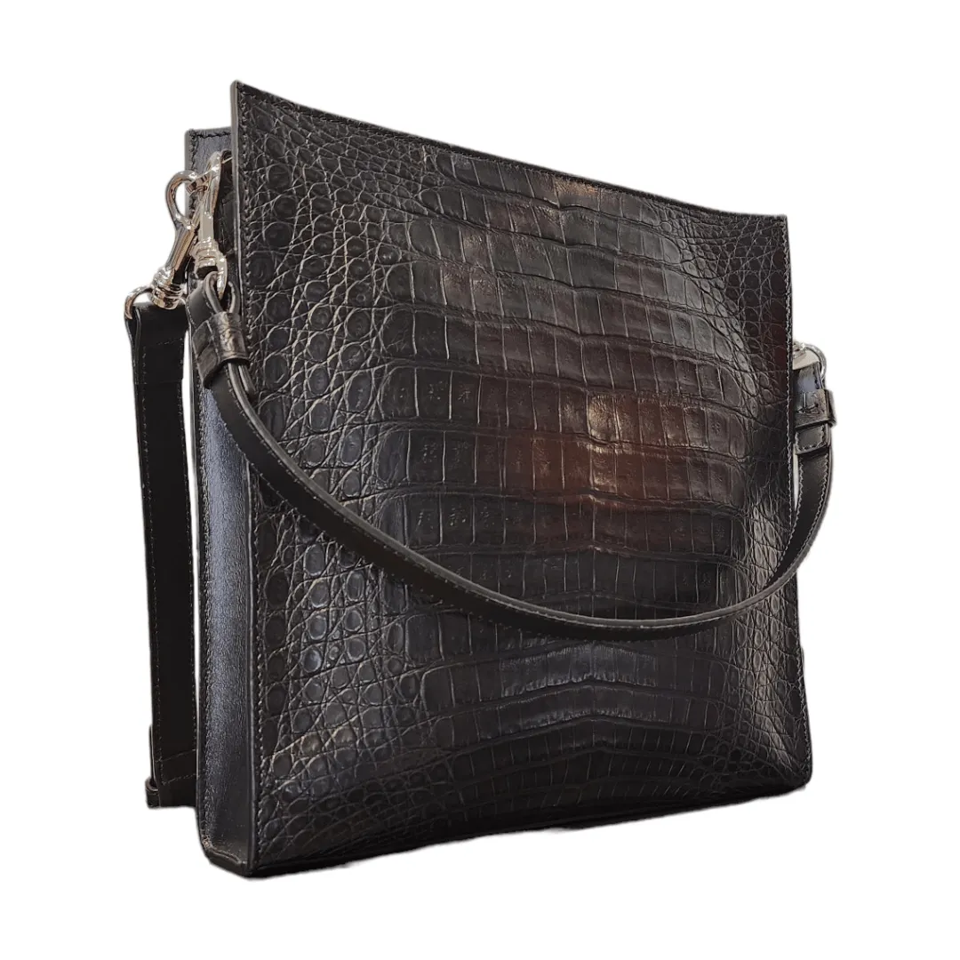 Slim Crossbody Crocodile Black Sorrento SS