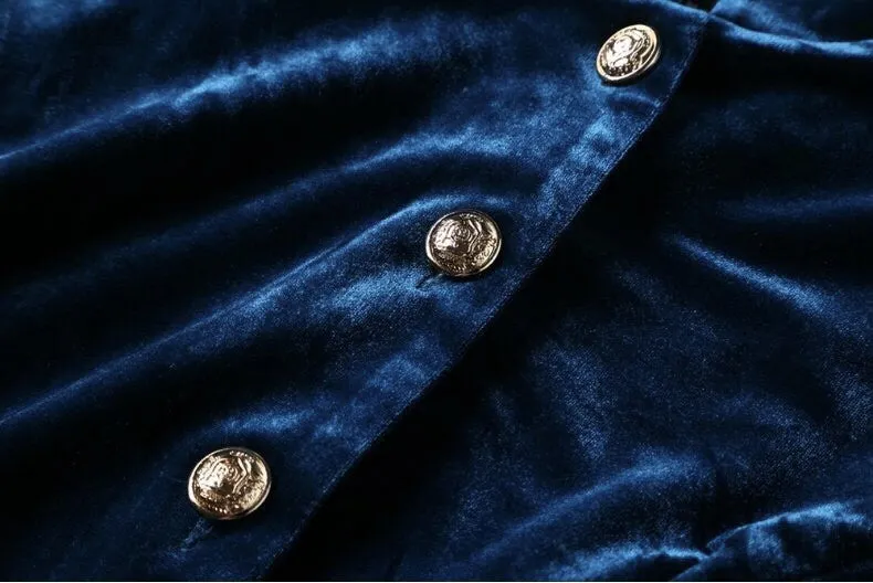 Stand Collar Velvet Dress