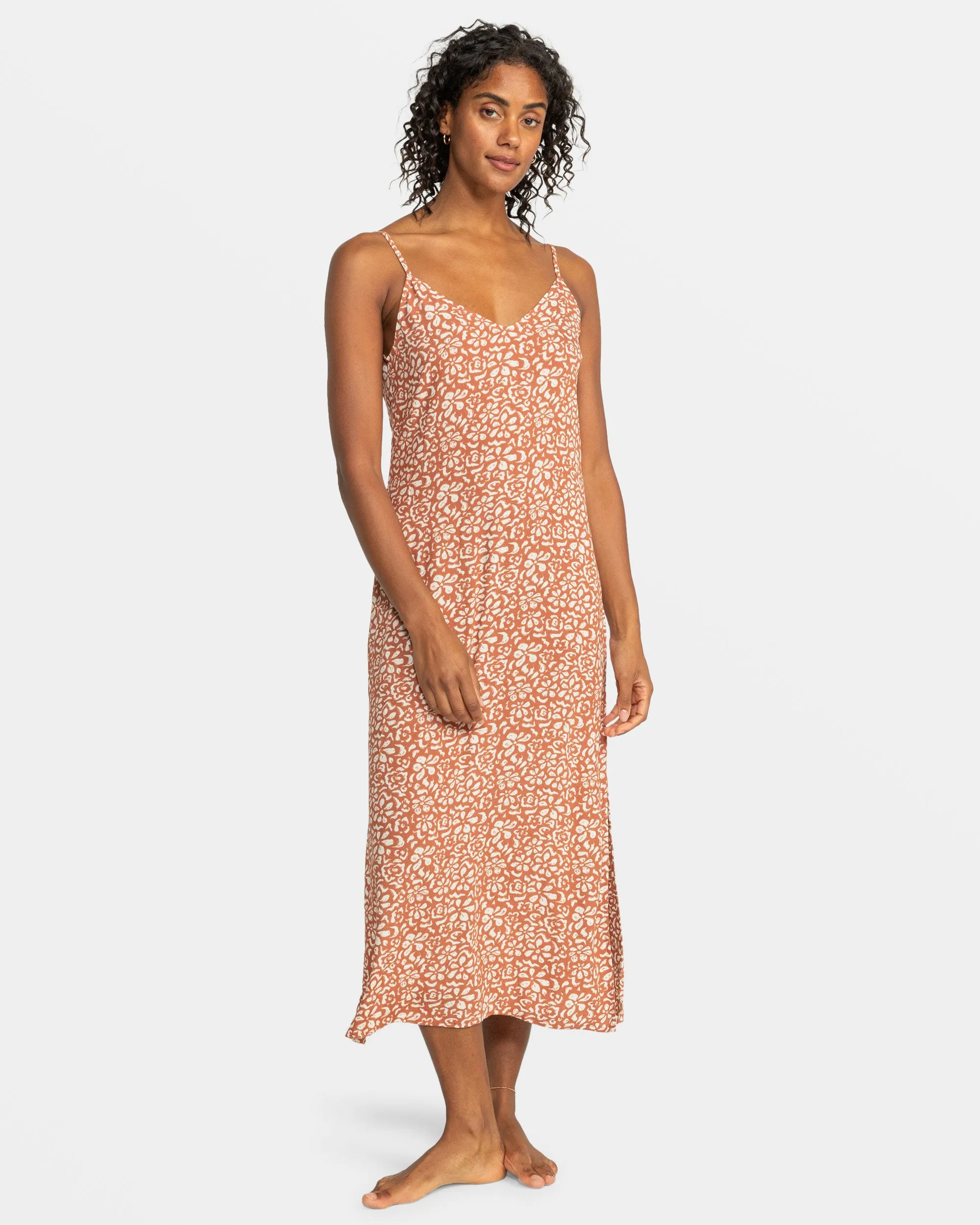 Stay Sunny Midi Dress - Russet Freefallin Floral Fresh