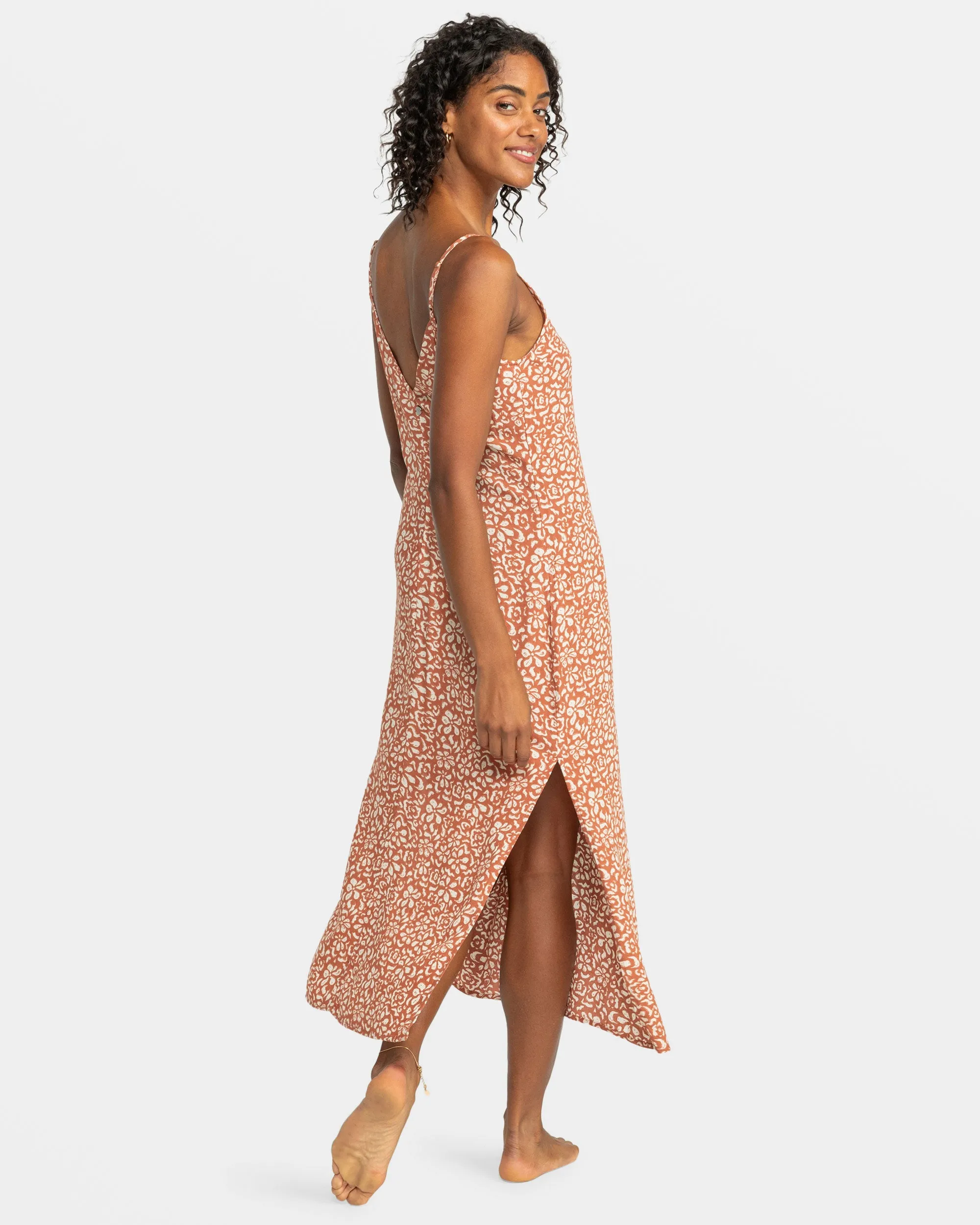 Stay Sunny Midi Dress - Russet Freefallin Floral Fresh