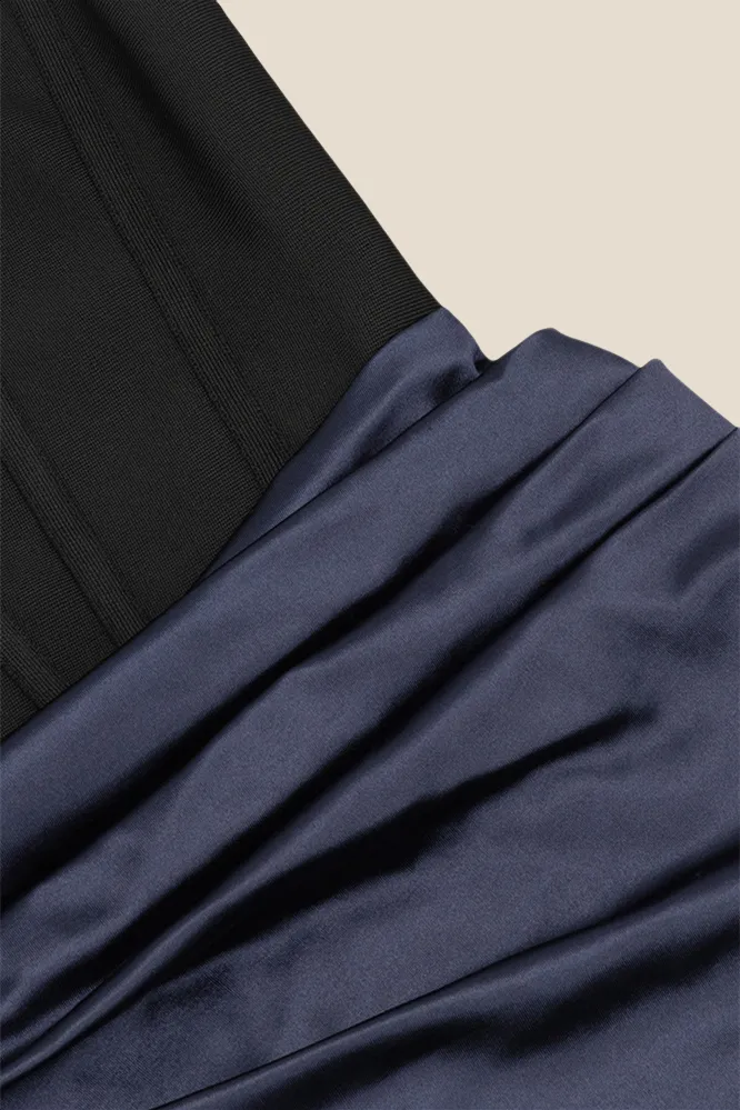 Strapless Navy Blue and Black Mermaid Long Dress