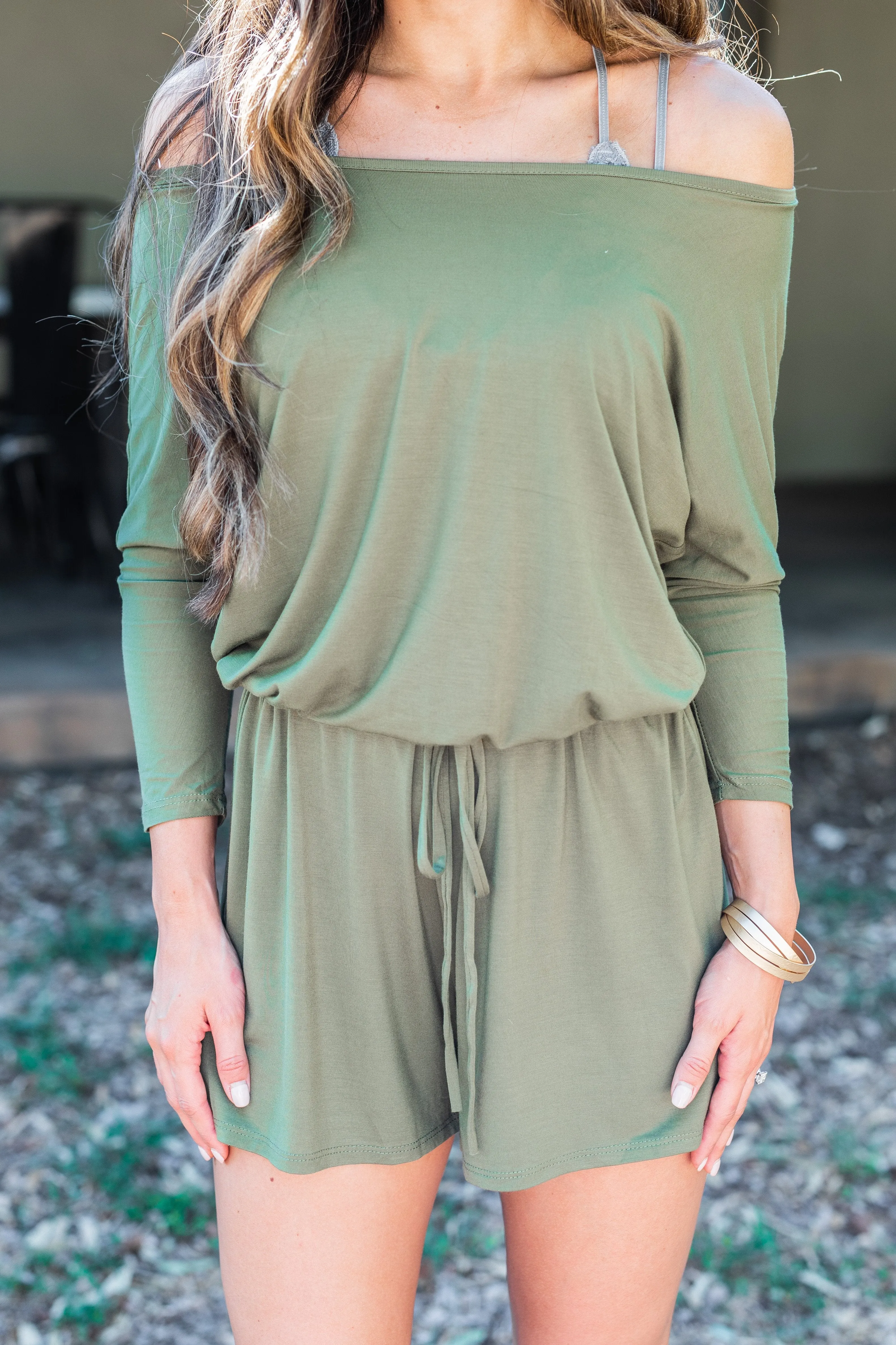 The Poolside Olive Green Romper