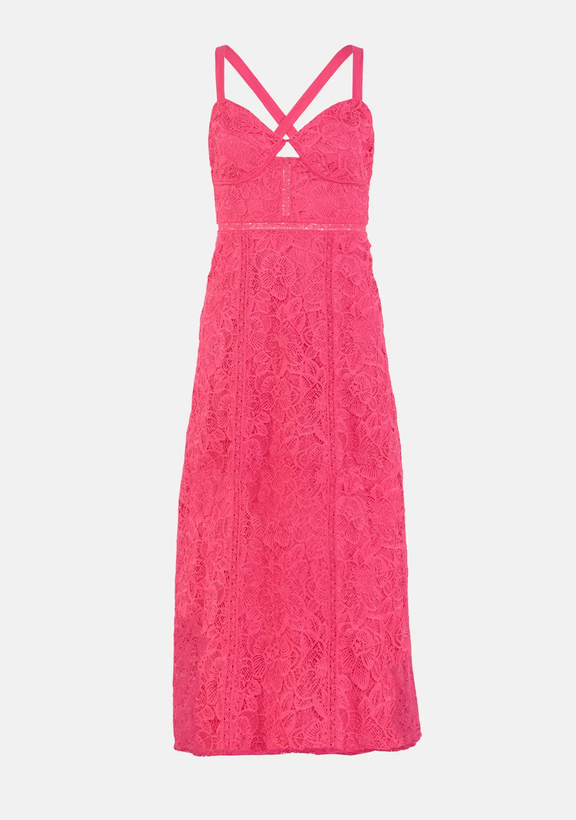 Tie Back Lace Midi Dress