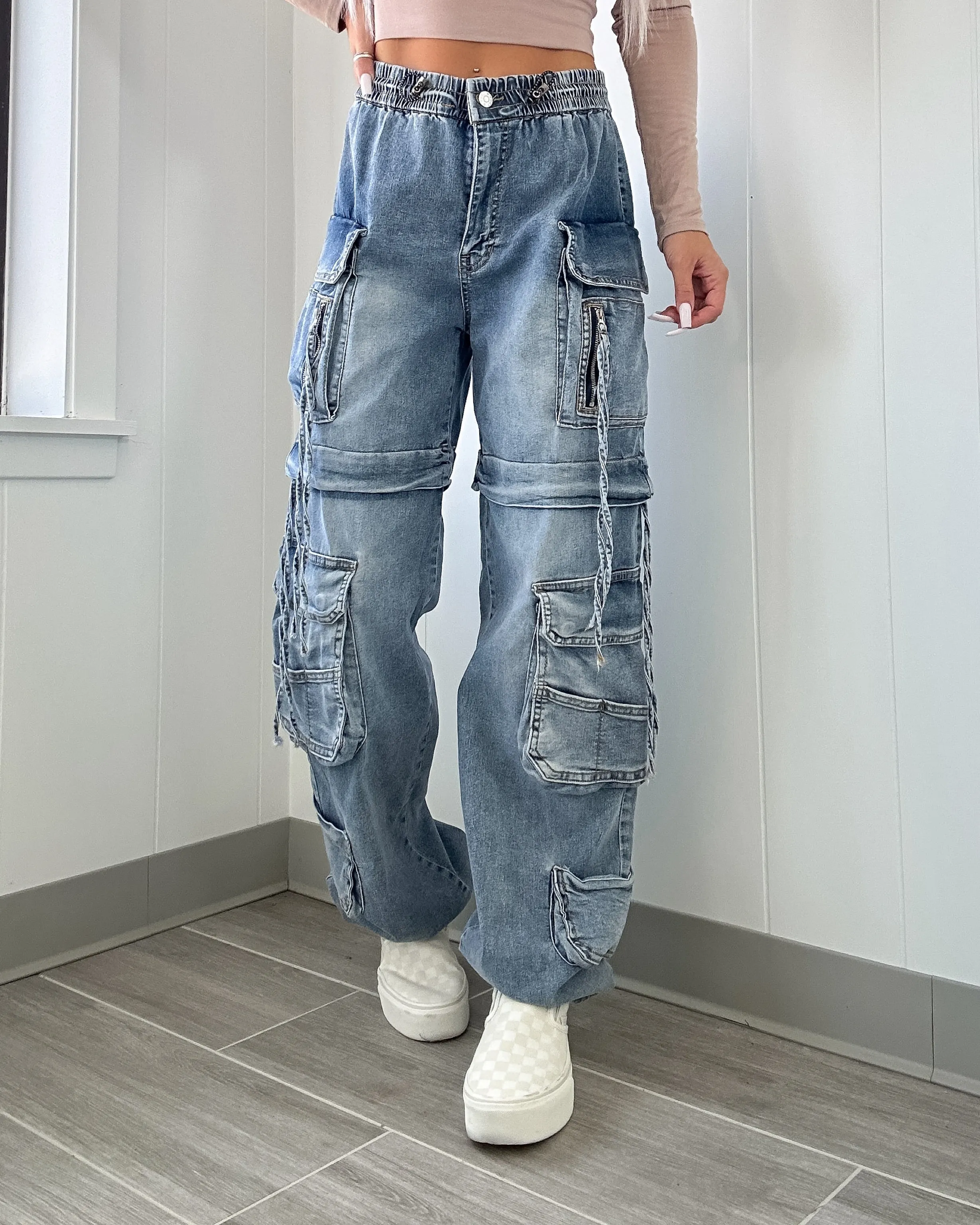 Urban Luxe Denim Cargo Pants