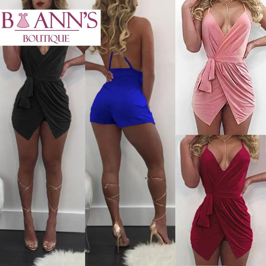 VELVET WRAP ROMPER