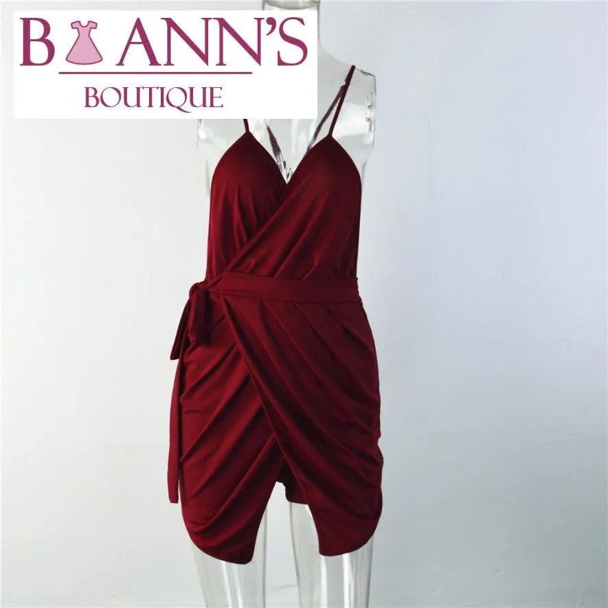 VELVET WRAP ROMPER