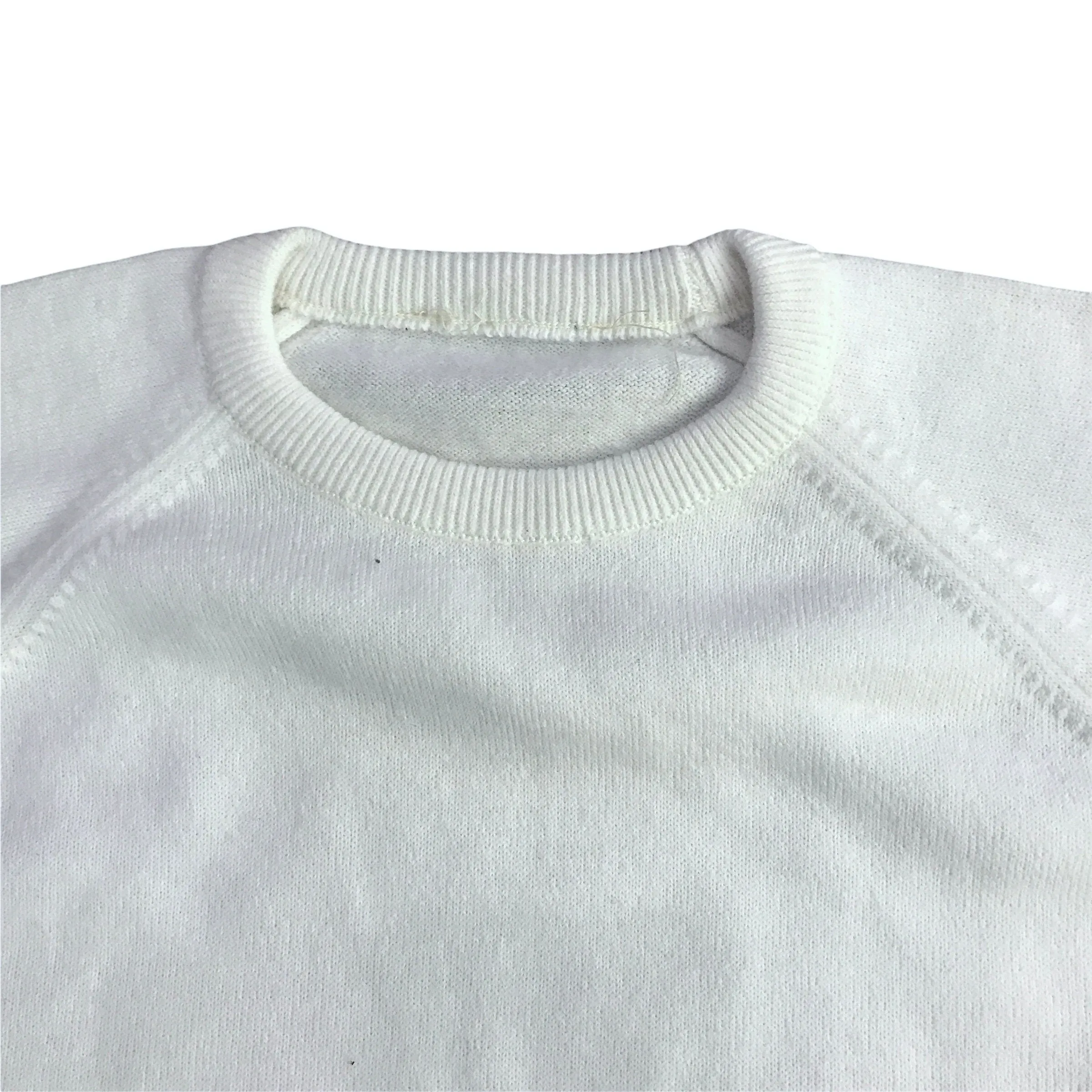 Vintage 1970's White Knitted Top  8-10 Years