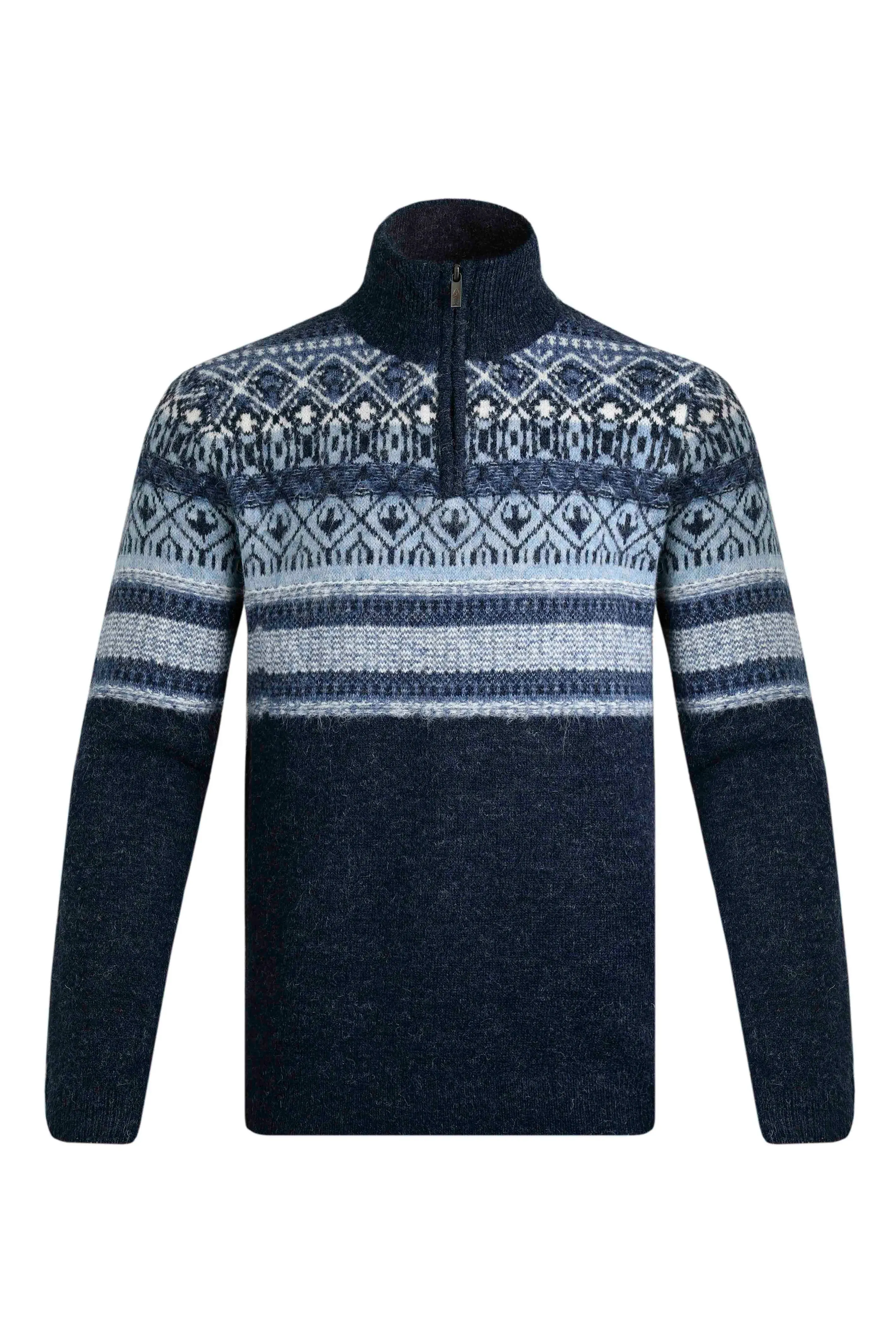 Weird Fish M Navy Yarmouth Eco 1/4 Zip Fair Isle Jumper
