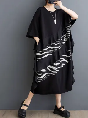 Women's  Relaxed Fit Summer Casual Printed Midi Length Dress