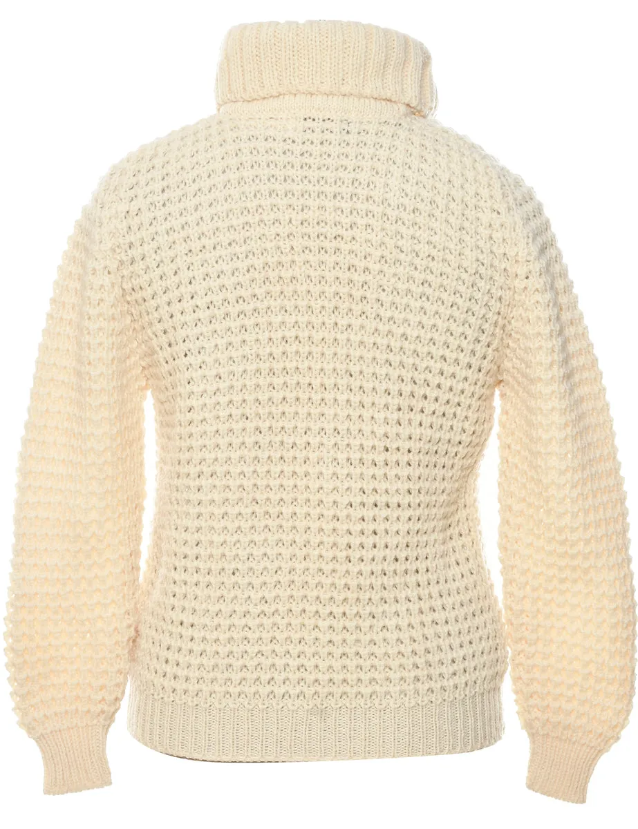 Wool Cable Knit Turtleneck Jumper - S