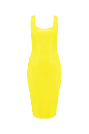 Yellow Latex Midi Dress