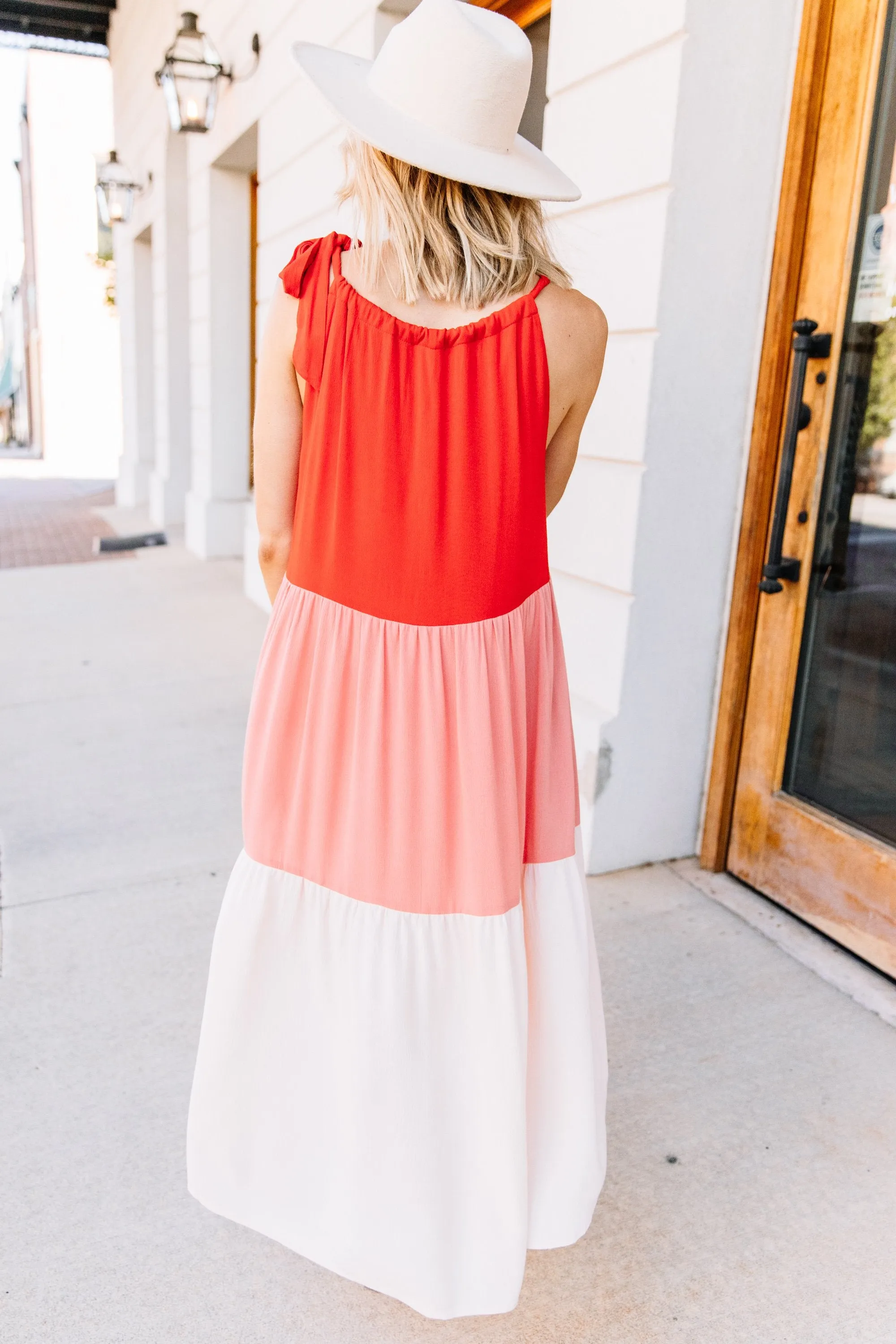 Your Best Self Coral Pink Midi Dress