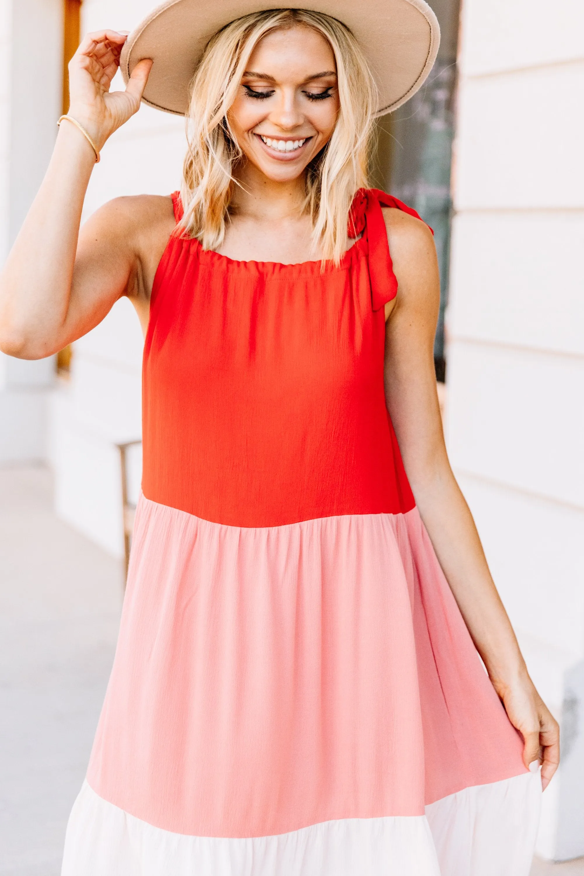 Your Best Self Coral Pink Midi Dress