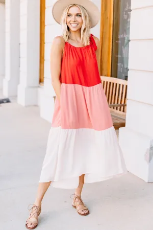 Your Best Self Coral Pink Midi Dress