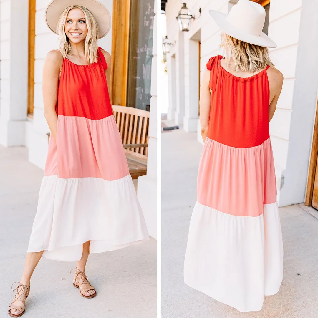 Your Best Self Coral Pink Midi Dress