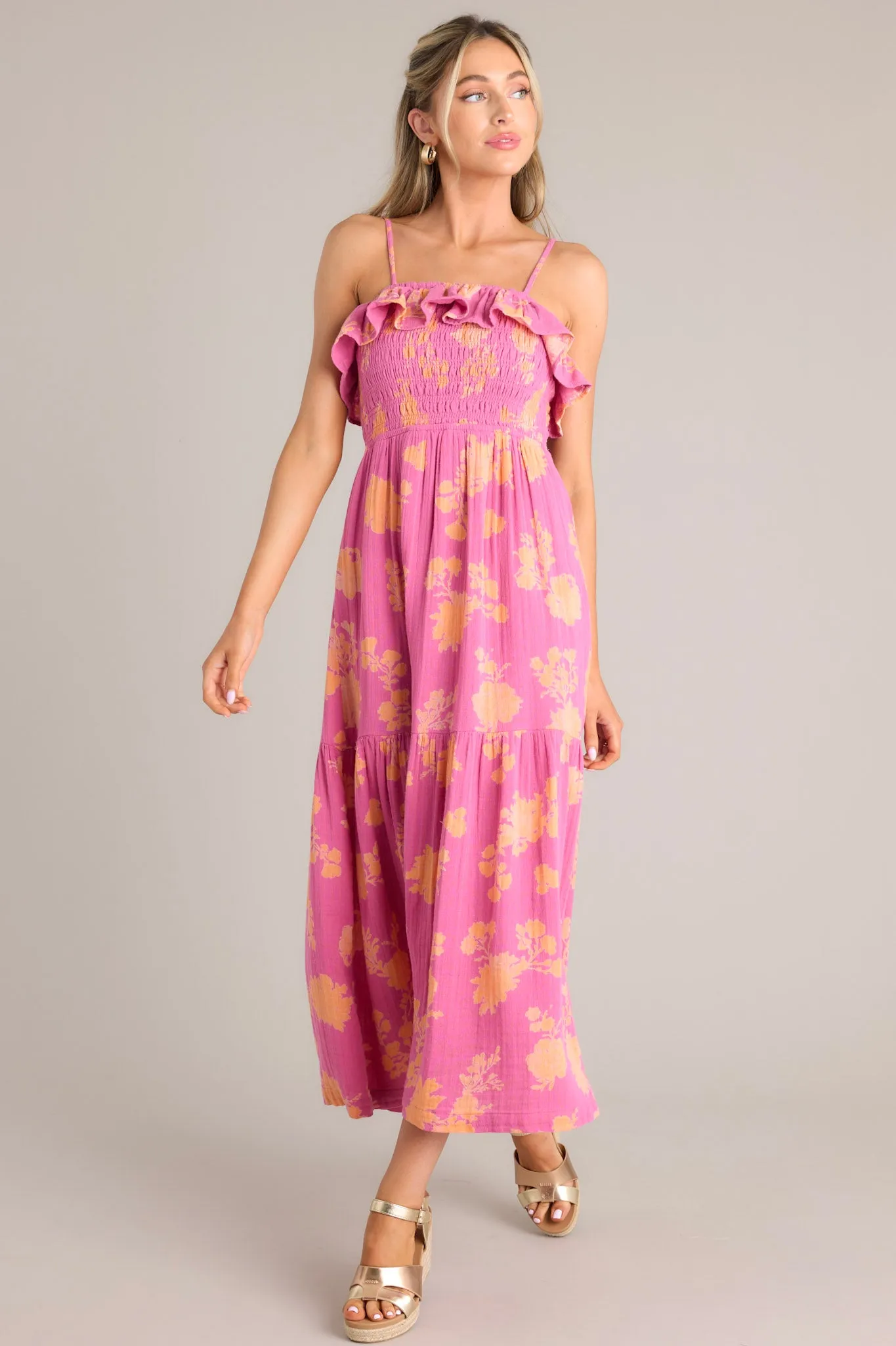 Z-Supply Bahari Sunshine Floral Pink Midi Dress