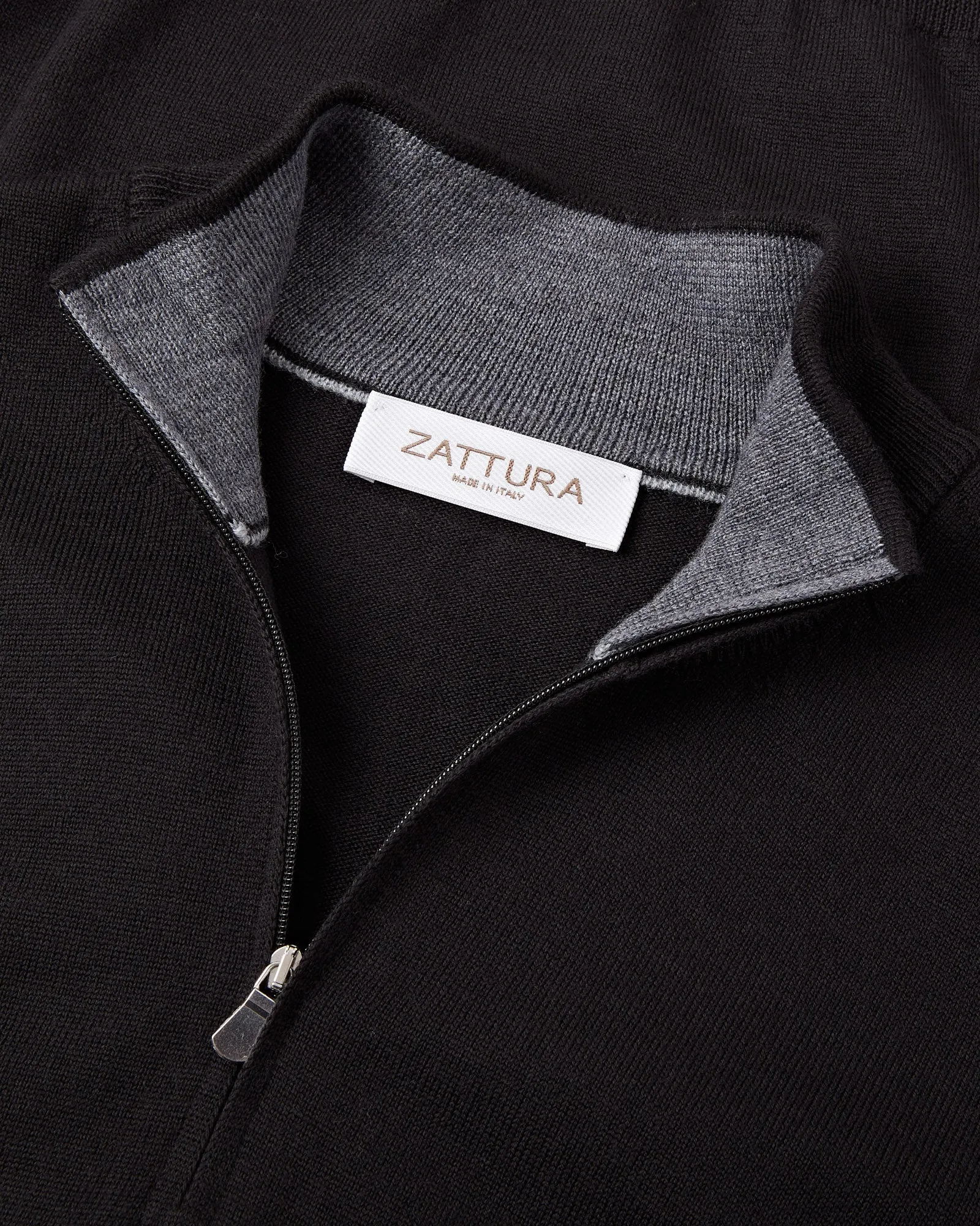 Zattura Quarter Zip Knitted Jumper (Black)