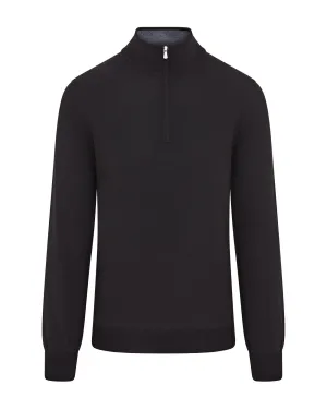 Zattura Quarter Zip Knitted Jumper (Black)